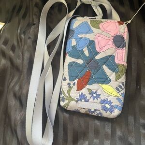 Vera Bradley Blue and Pink Crossbody Bag with Floral Design